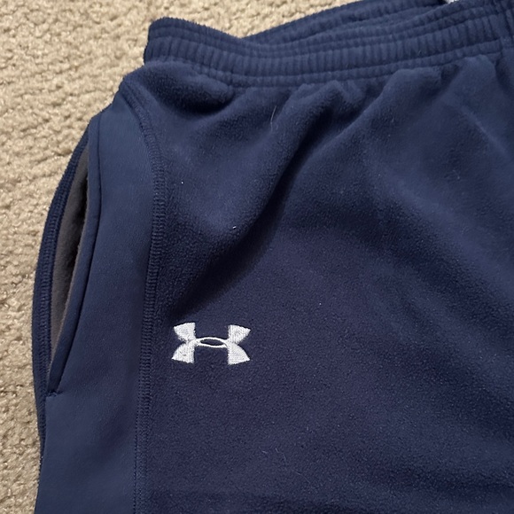 Under Armour Mens Elastic Waist Drawstring Fleece Sweatpants Navy Blue Size L - Picture 5 of 7